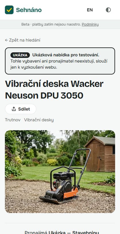 Sehnáno v telefonu – detail stroje